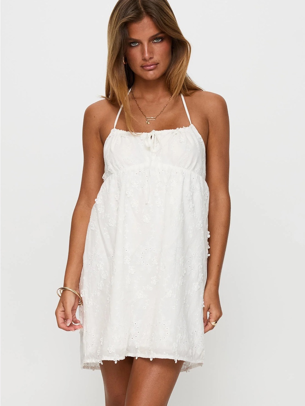 Princess Polly daisy chains broaderie halter mini dress